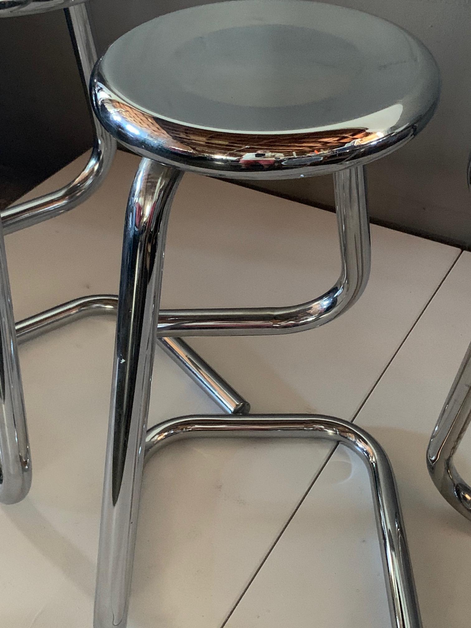 Late 20th Century Tubular Chrome Steel Bar Stools K700 Kinetics