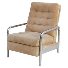 Tubular Chrome & Velvet Recliner, 1970s