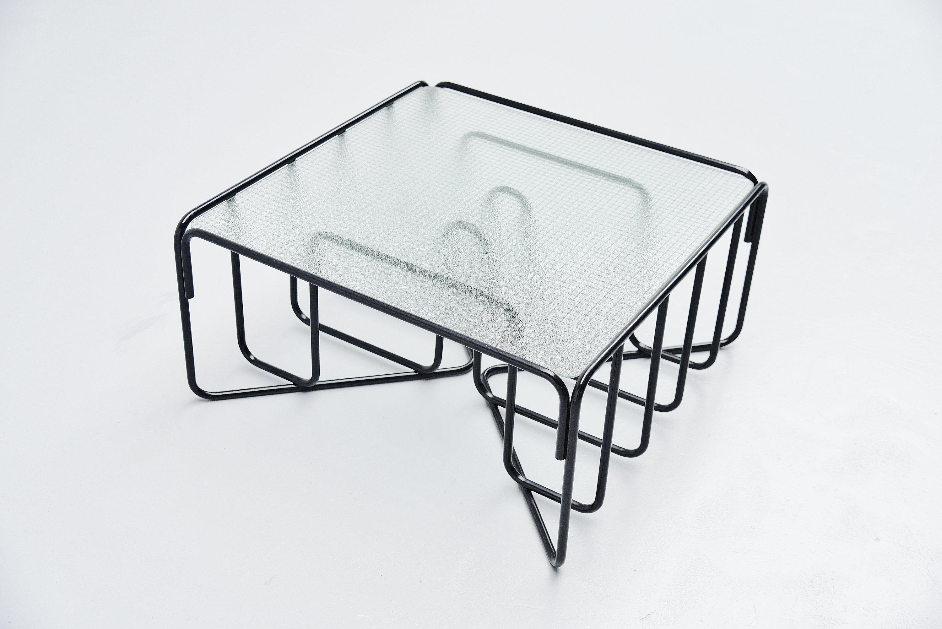 Mid-Century Modern Tubular Coffee Table Reinforced Glass, Holland, 1950