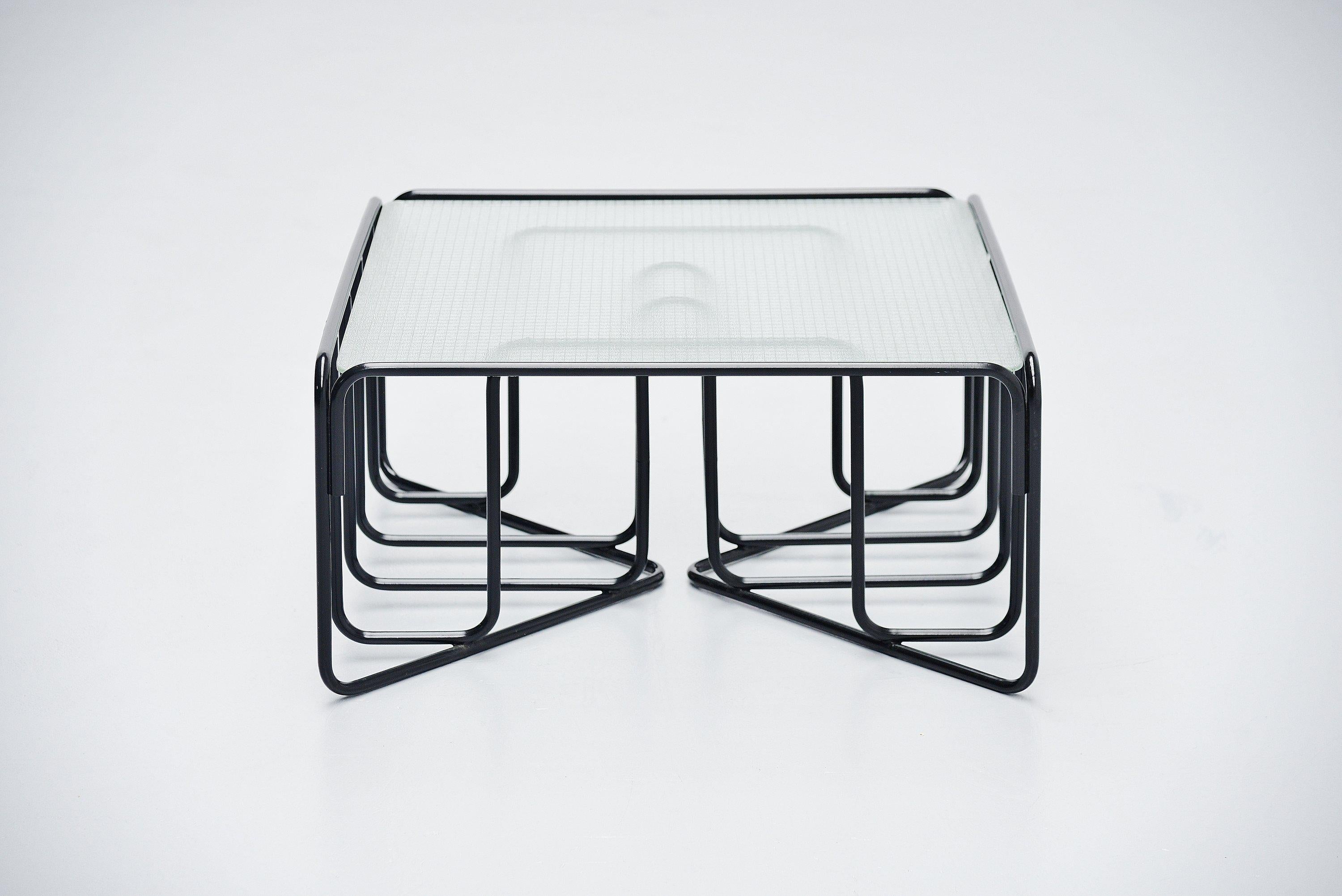 Dutch Tubular Coffee Table Reinforced Glass, Holland, 1950