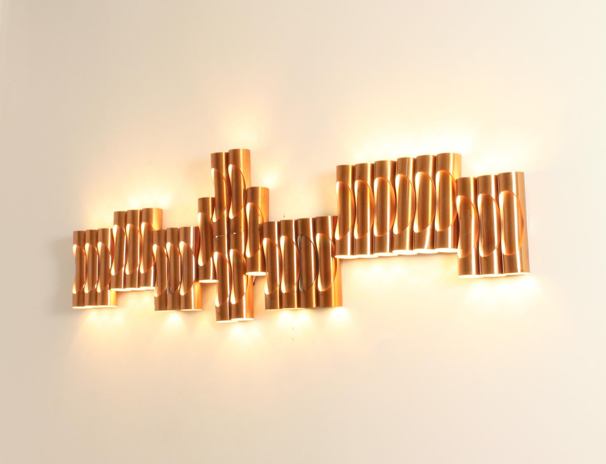 Tubular Copper Sconce, Spain, 1960's For Sale 3