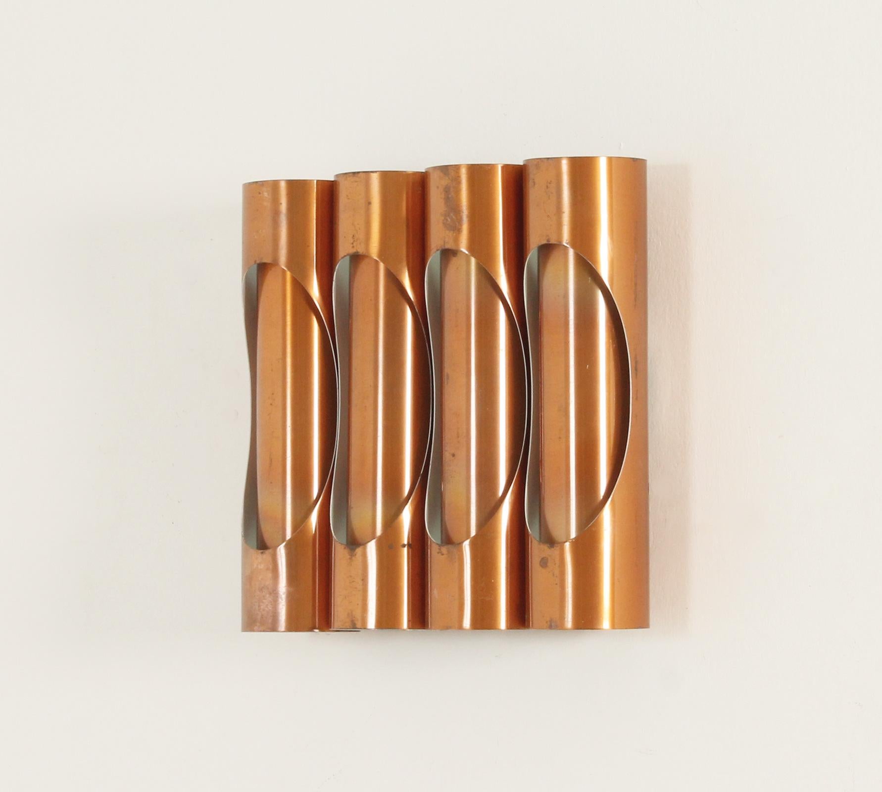 Tubular Copper Sconce, Spain, 1960's For Sale 4