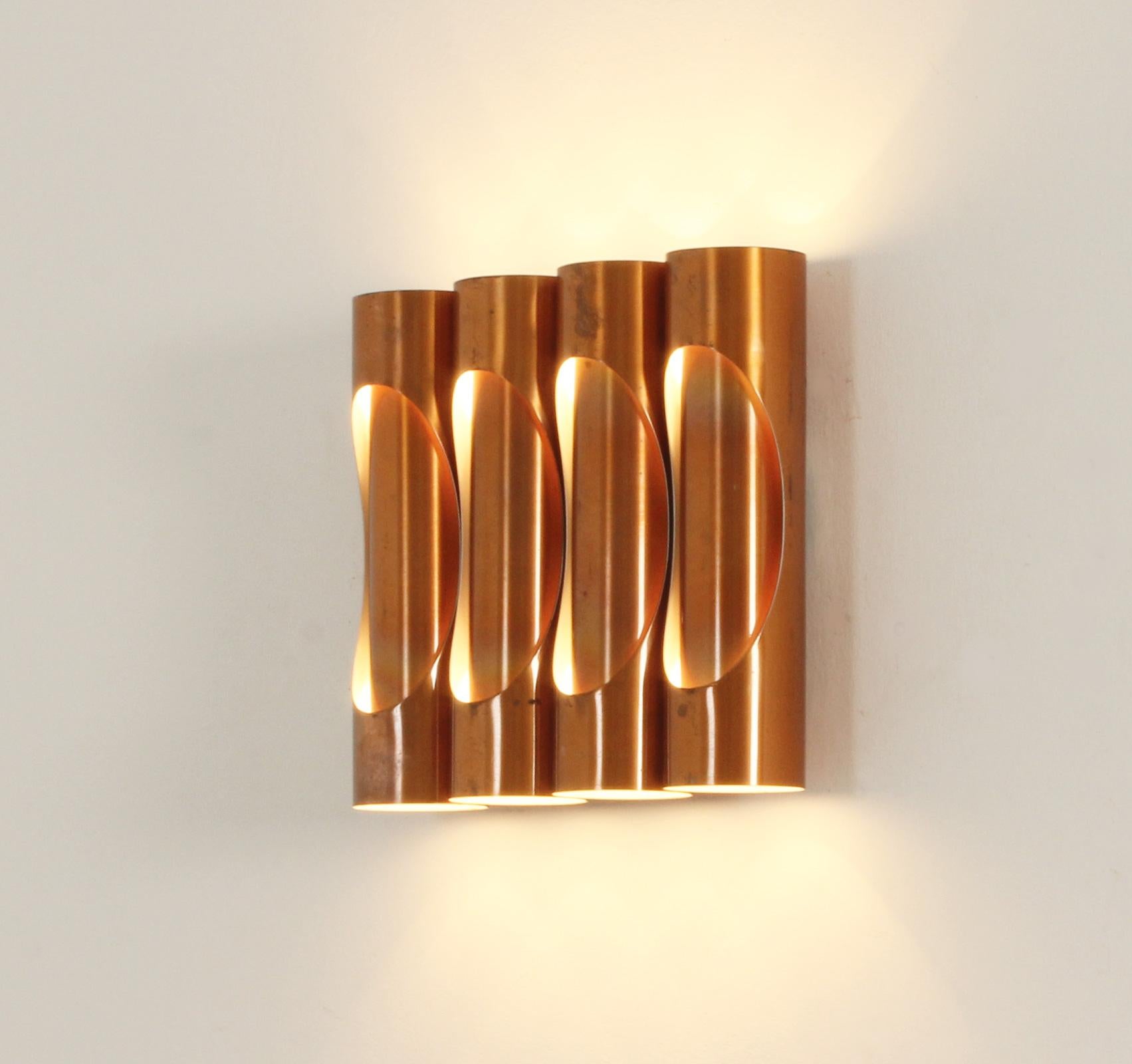 Tubular Copper Sconce, Spain, 1960's For Sale 5