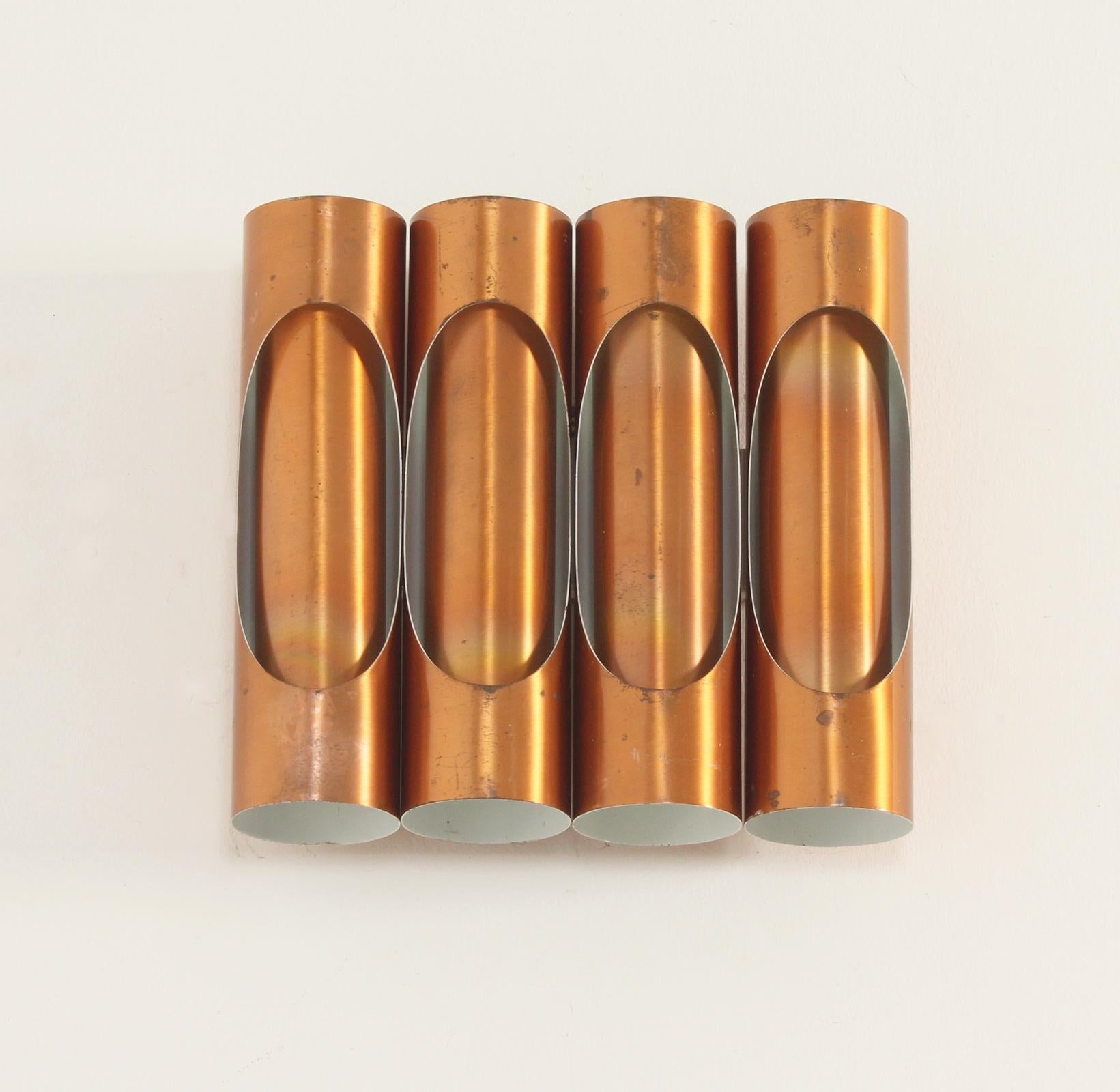 Mid-Century Modern Tubular Copper Sconce, Spain, 1960's For Sale