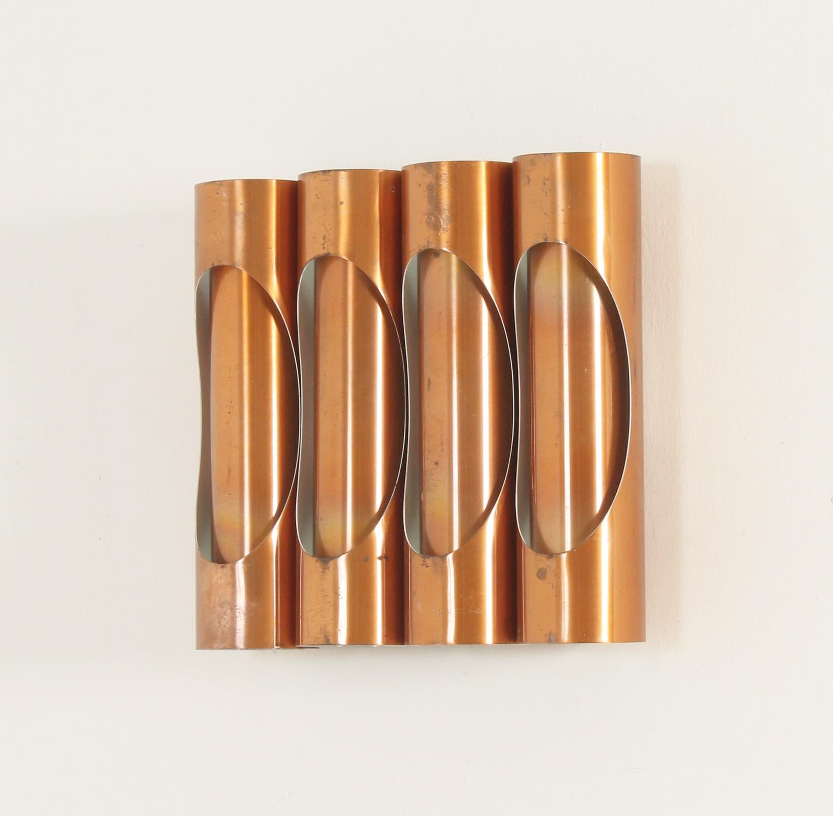Tubular Copper Sconce, Spain, 1960's In Good Condition For Sale In Barcelona, ES