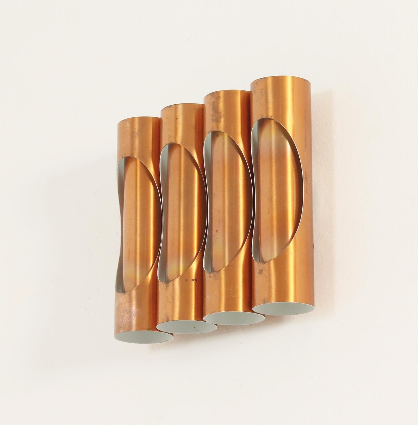 Mid-20th Century Tubular Copper Sconce, Spain, 1960's For Sale