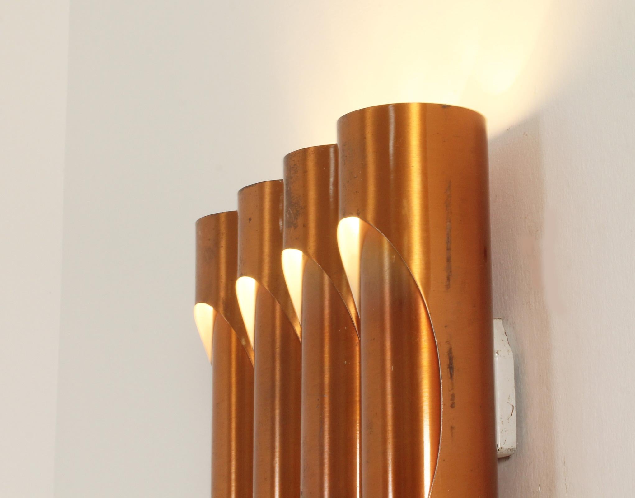 Metal Tubular Copper Sconce, Spain, 1960's For Sale