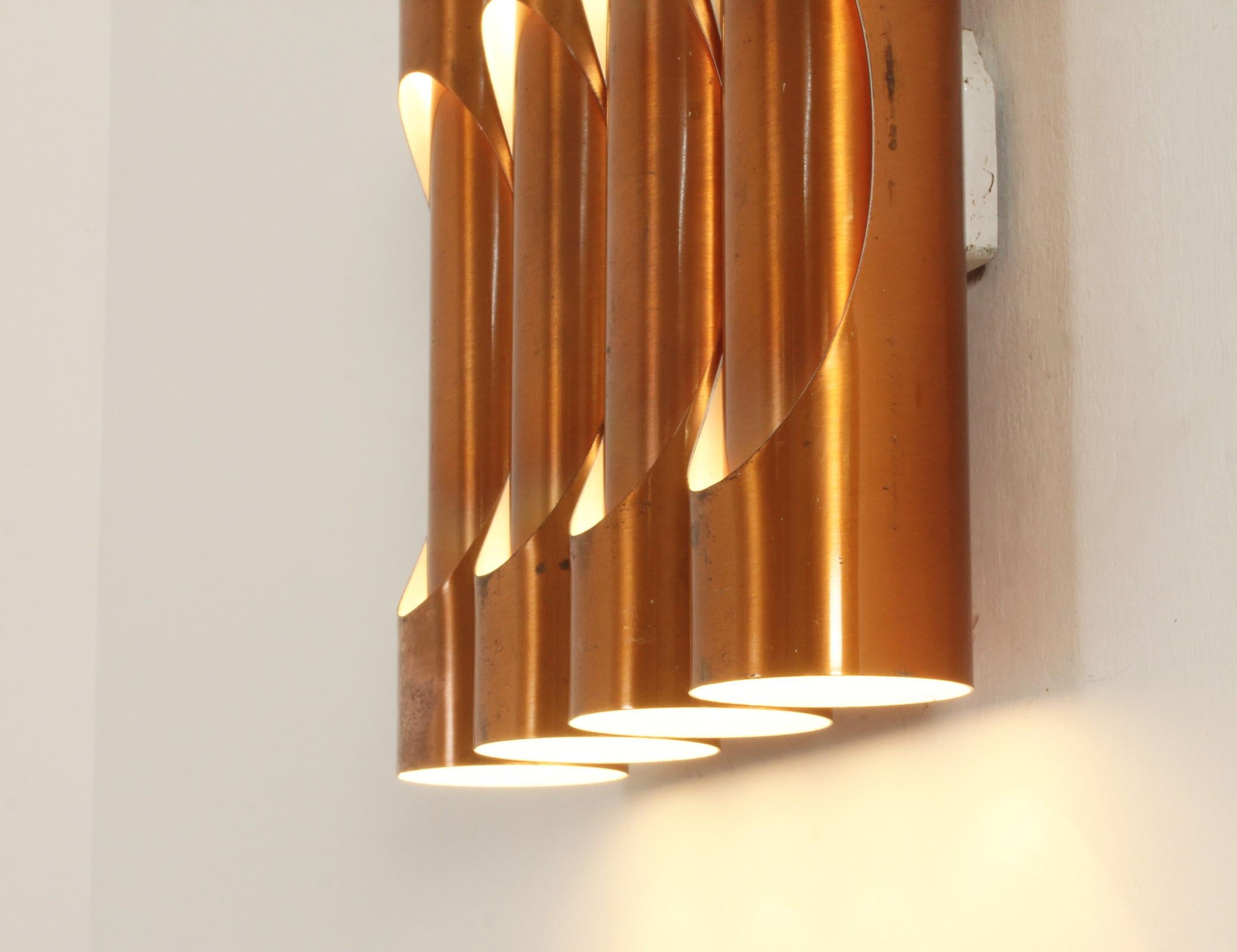 Tubular Copper Sconce, Spain, 1960's For Sale 1