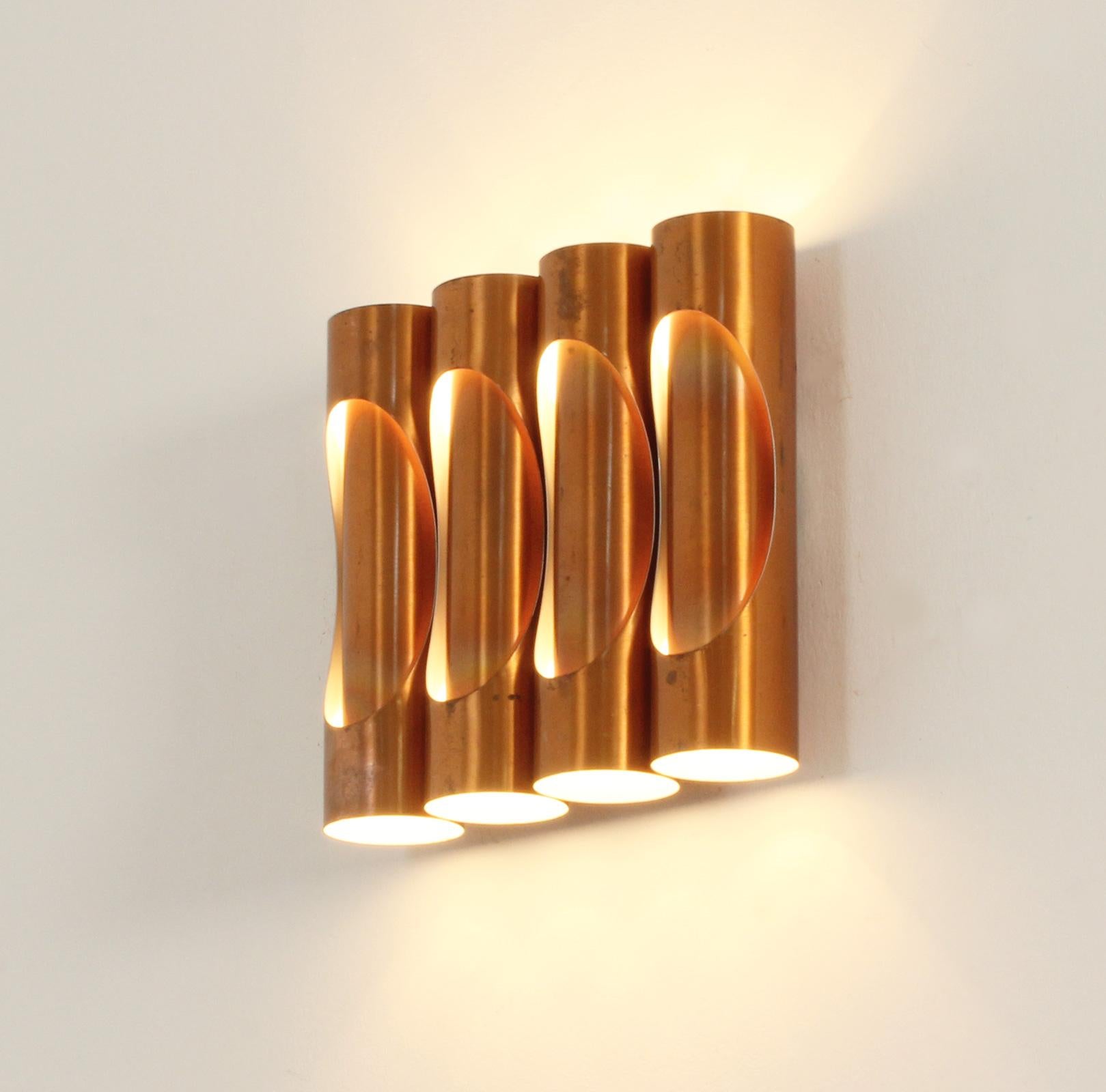 Tubular Copper Sconce, Spain, 1960's For Sale 2