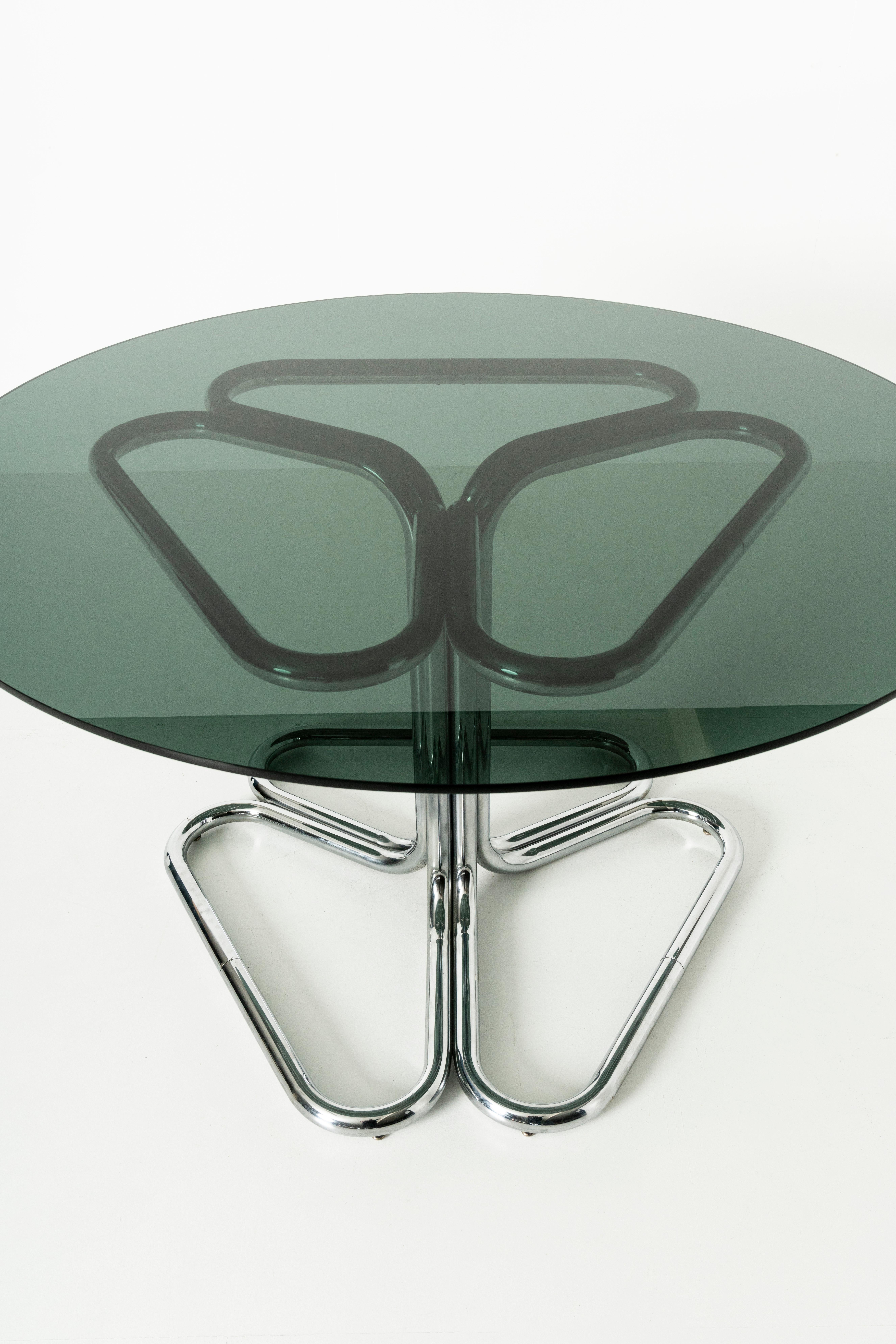 Tubular Dining Room Table in Chrome and Smoked Glass by Giotto Stoppino, 1970s For Sale 2