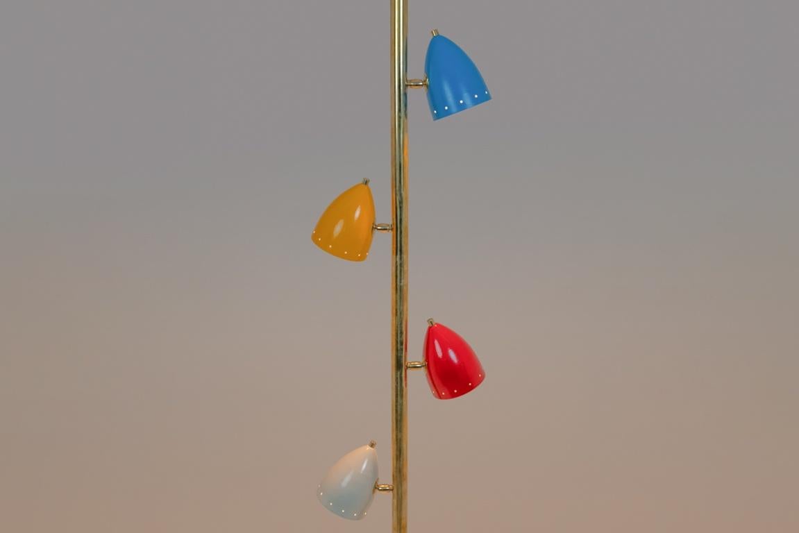 Italian Tubular hanging lamp in patinated and lacquered brass. Contemporary For Sale