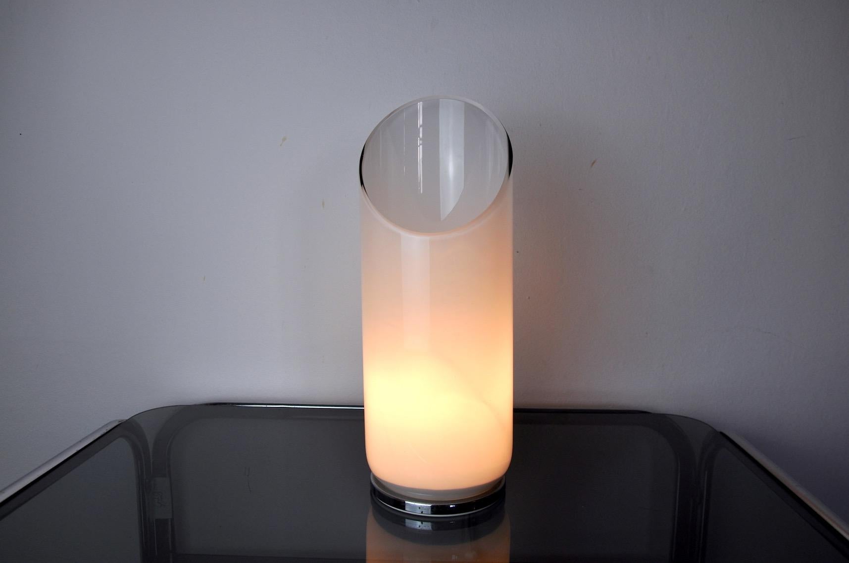 Mid-20th Century Tubular Lamp by Murano Mazzega, Opaque Glass, Italy, 1960 For Sale
