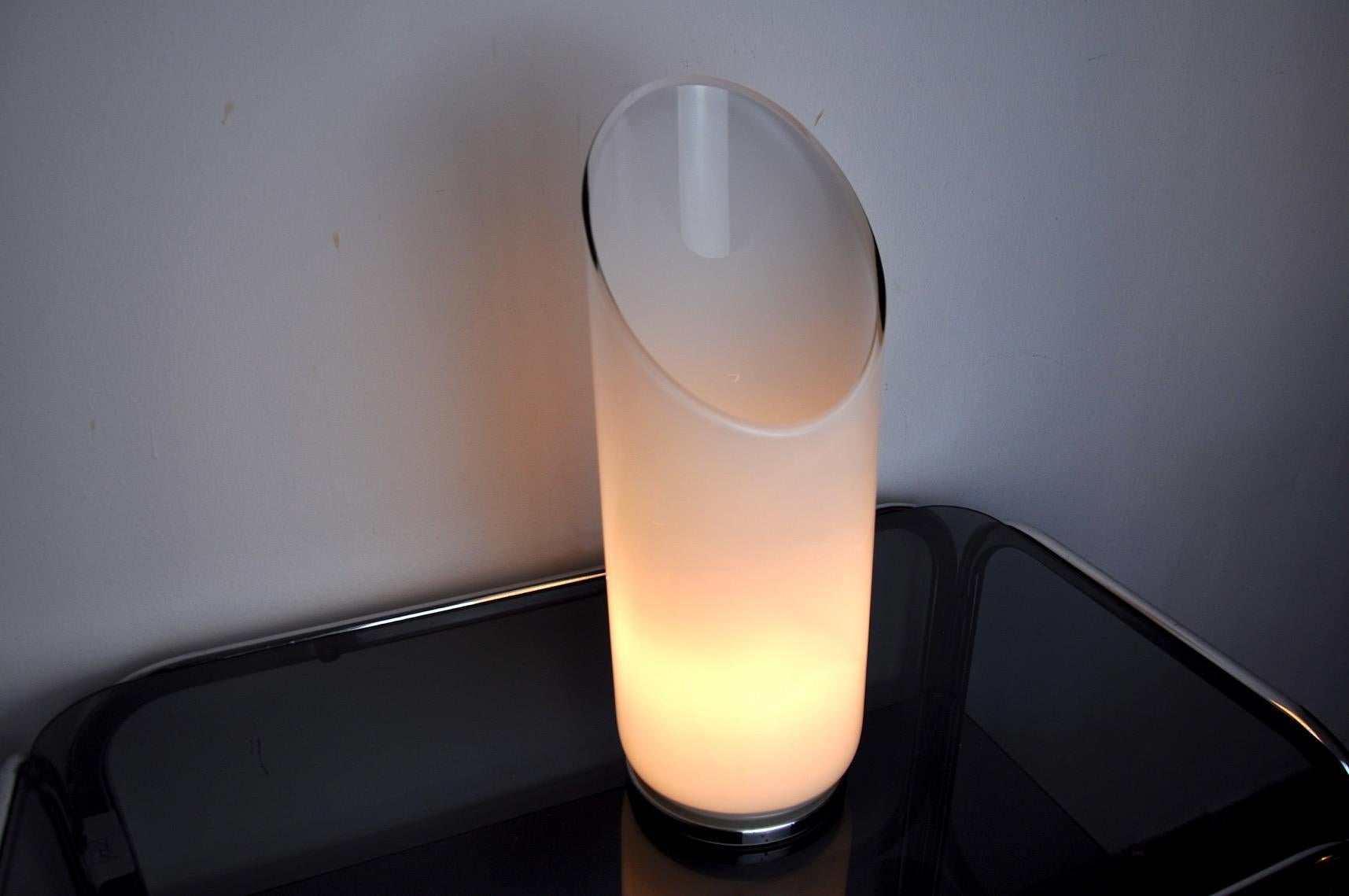 Crystal Tubular Lamp by Murano Mazzega, Opaque Glass, Italy, 1960 For Sale
