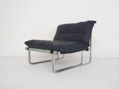 Tubular leather lounge chair, Steiner, France 1970's