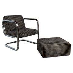 Retro Tubular Lounge Chair by Kinetics with ottoman