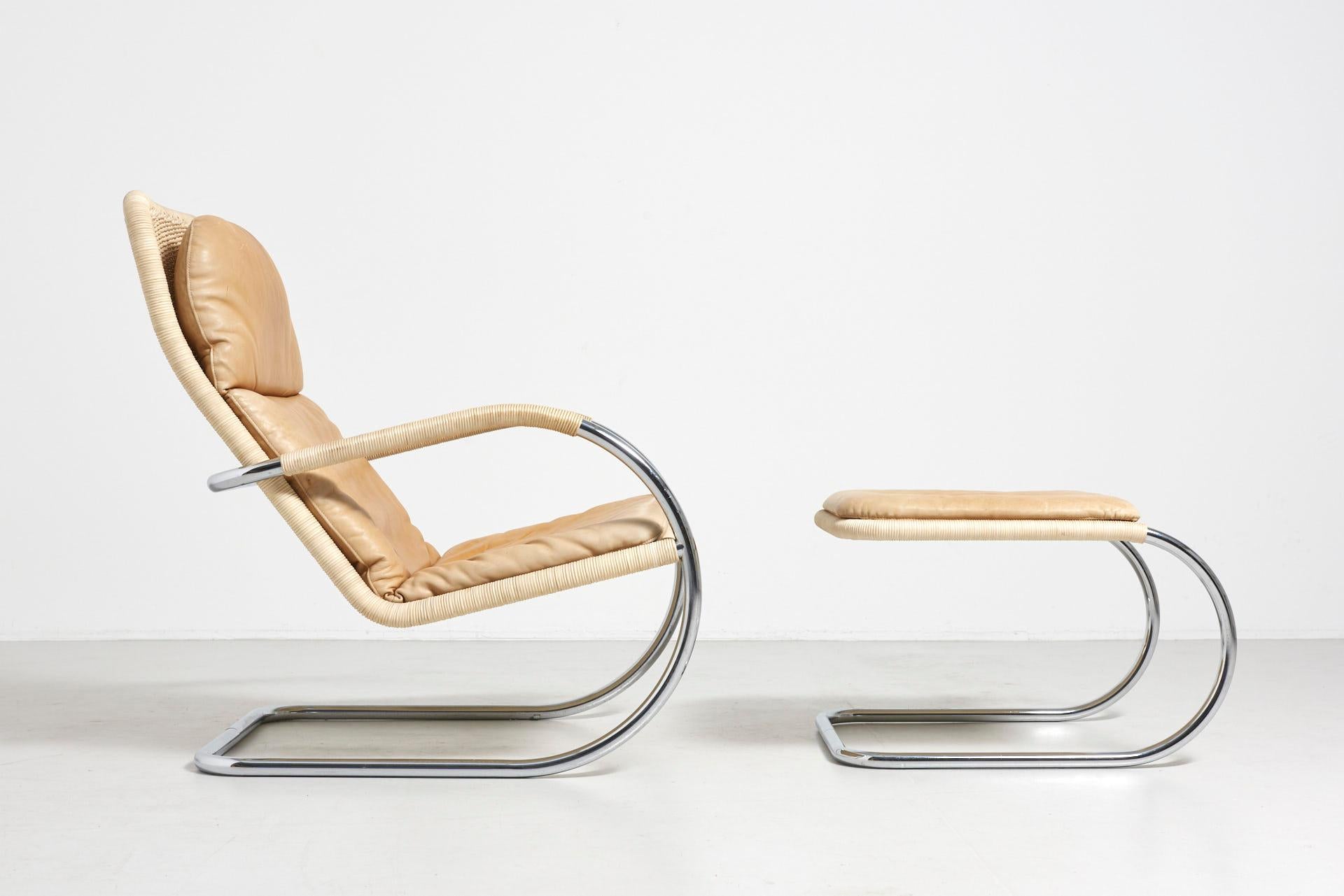 Tubular Lounge Chair with Ottoman by Tecta (Moderne der Mitte des Jahrhunderts)