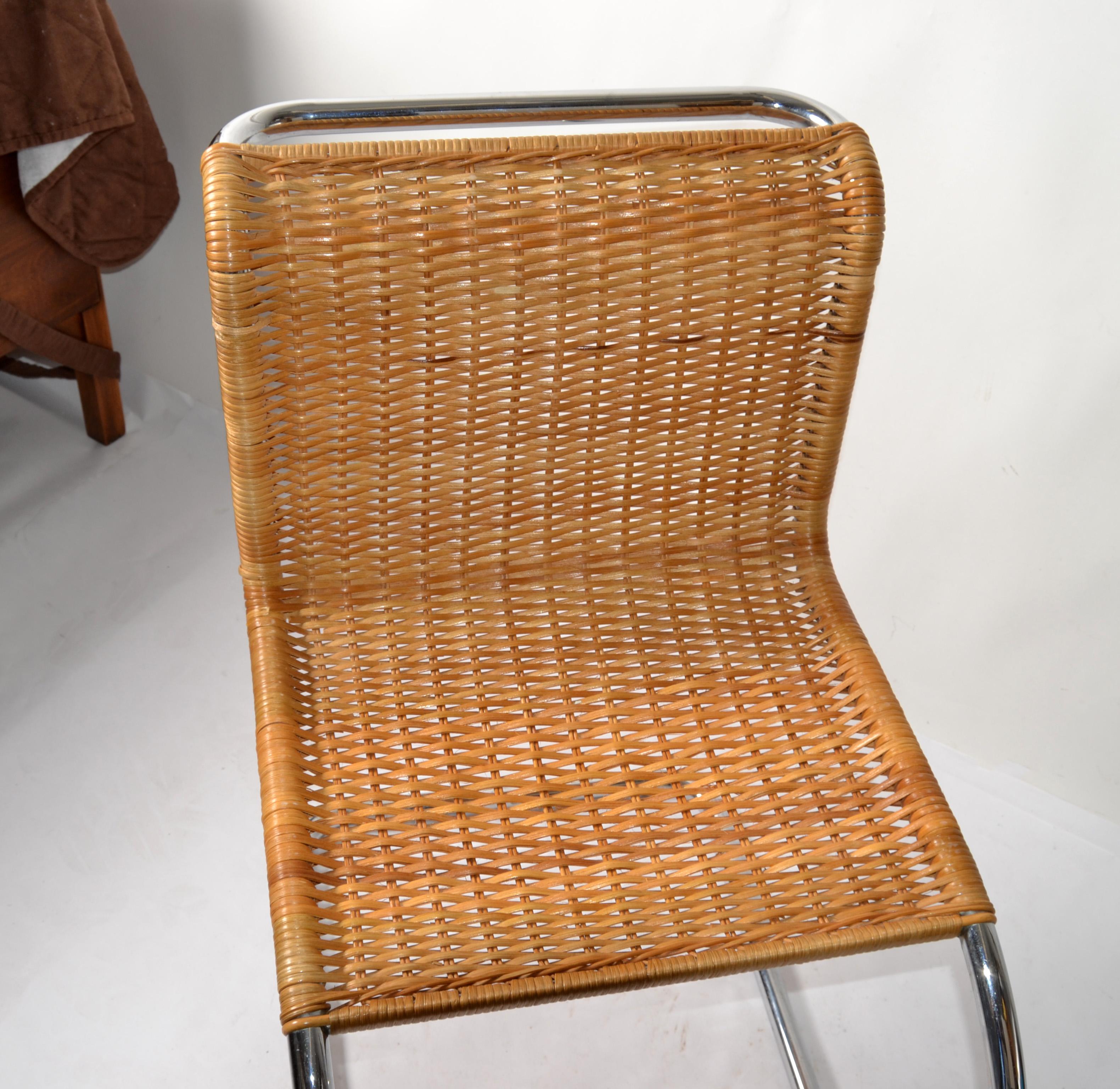 Tubular Ludwig Mies Van Der Rohe Attributed Mr Chair Armless Woven Cane tubular-ludwig-mies-van-der-rohe-attributed-mr-chair-armless-woven-cane