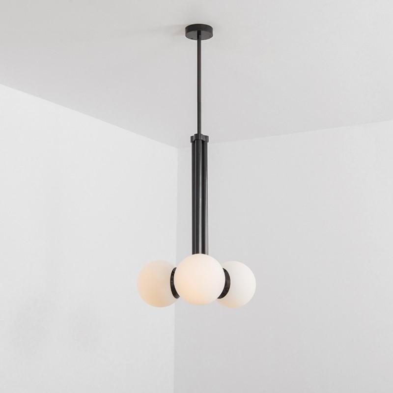 Tubular MD Black Pendant Light by Schwung
Dimensions: W 49 x D 49 x H 88 cm
Materials: Black gunmetal, frosted glass

Finishes available: Black gunmetal, polished nickel, brass


Schwung is a German word, and loosely defined, means energy or