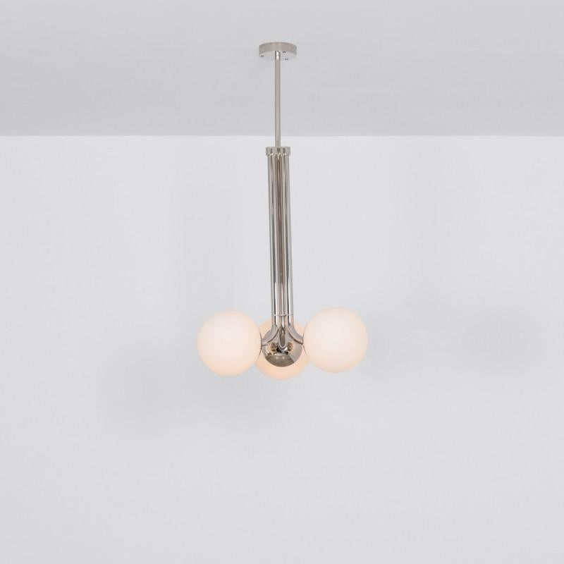 Modern Tubular MD Polished Nickel Pendant Light by Schwung For Sale