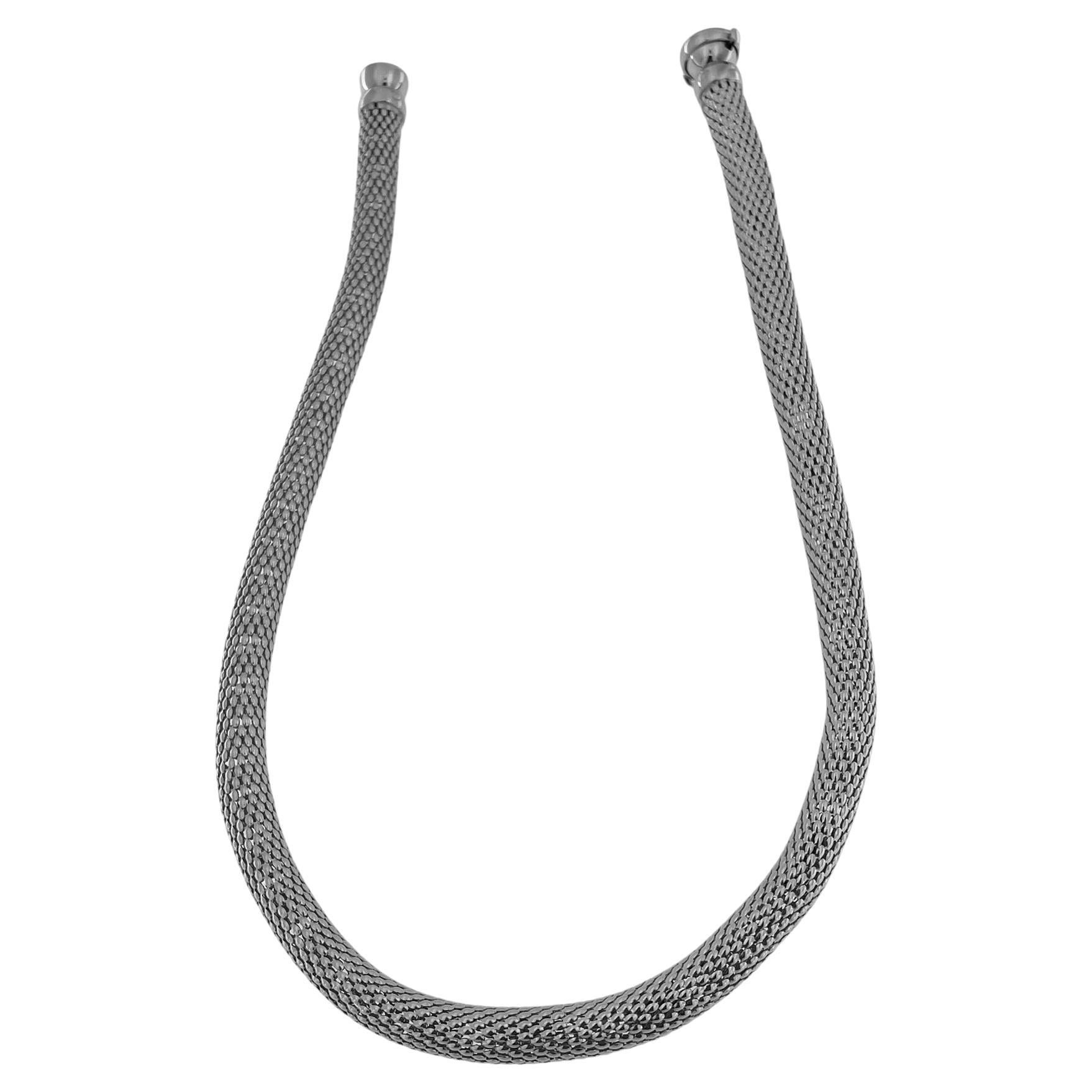Tubular Mesh White Gold Necklace by Urbino