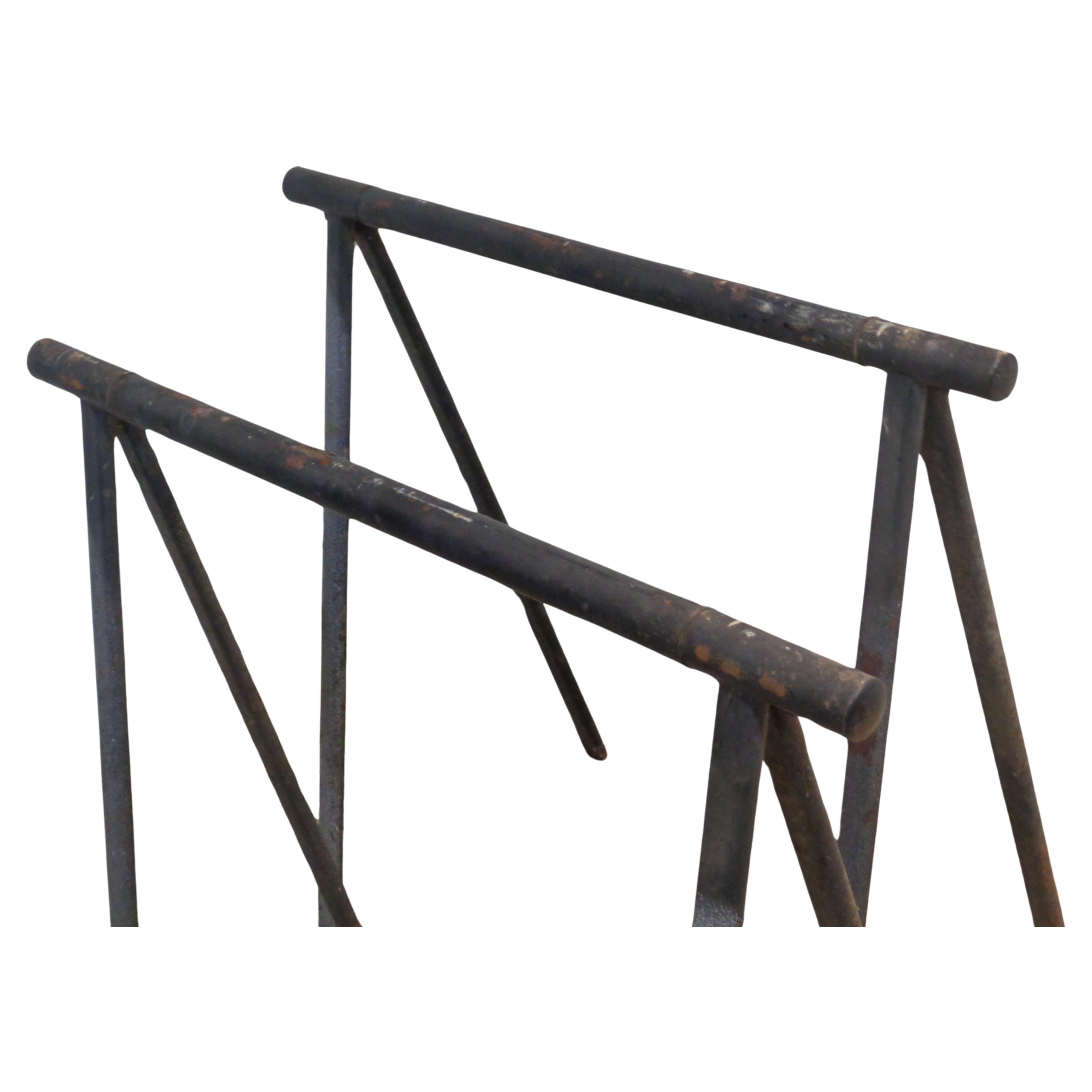 Tubular Metal Compass Design Sawhorses, 1960-1970 In Fair Condition For Sale In Rochester, NY