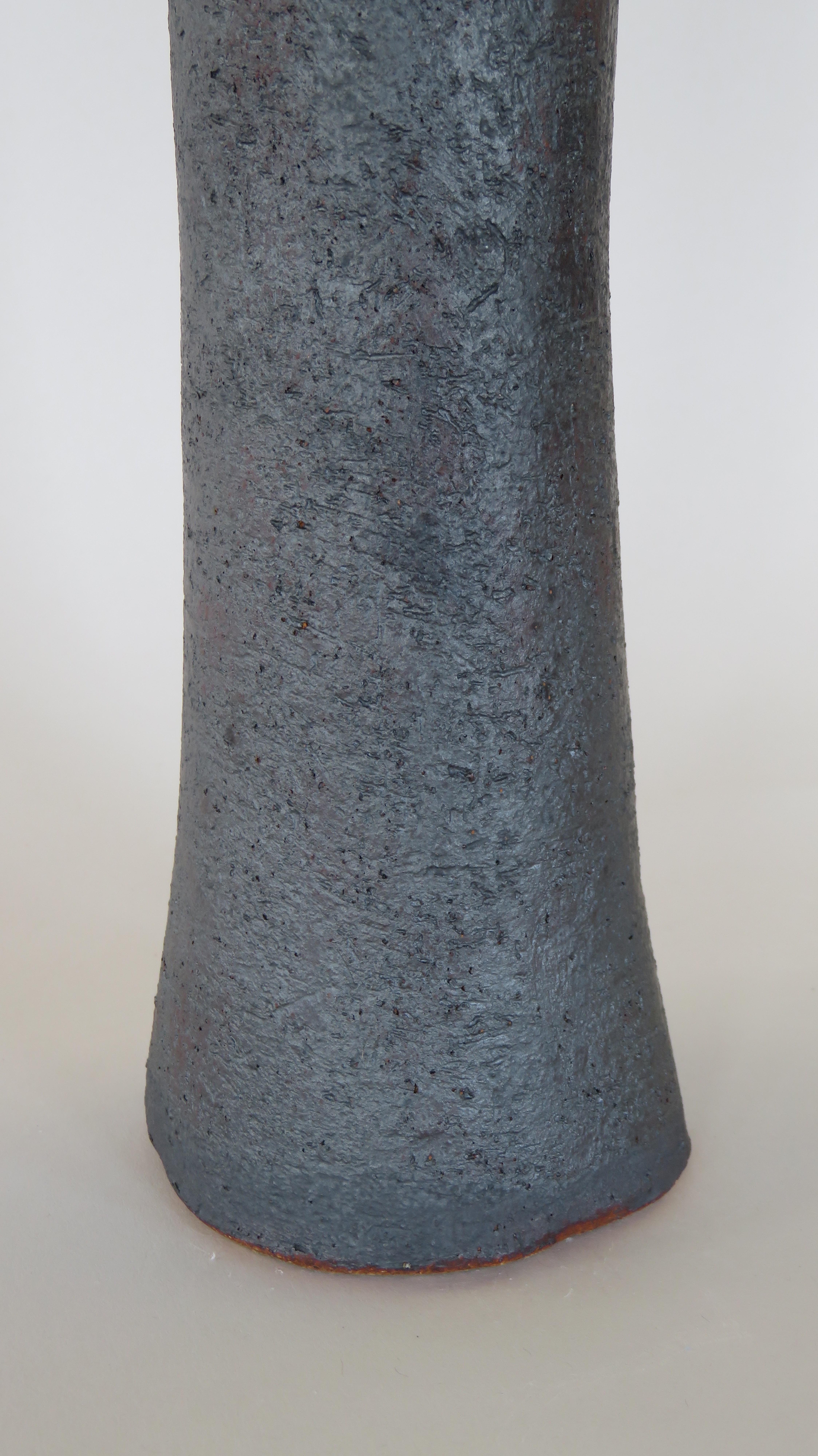 Tall, Tubular Metallic Black Stoneware Vase, 18 3/8 Inches High, Handbuilt 3