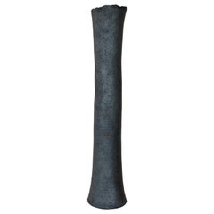 Tubular Metallic Black Stoneware Vase, 20 3/4 Inches Tall