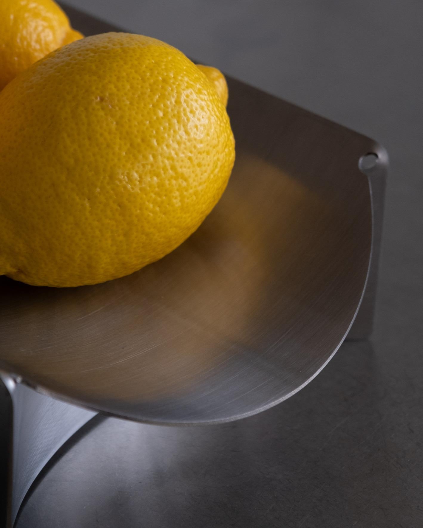 Tubular object / mirror catchall in stainless steel, by Zowa.
A versatile design, conceived to blend seamlessly into your interior and adapt to various needs. This functional piece can be used as an elegant bowl, fruit tray, wall-mounted decorative