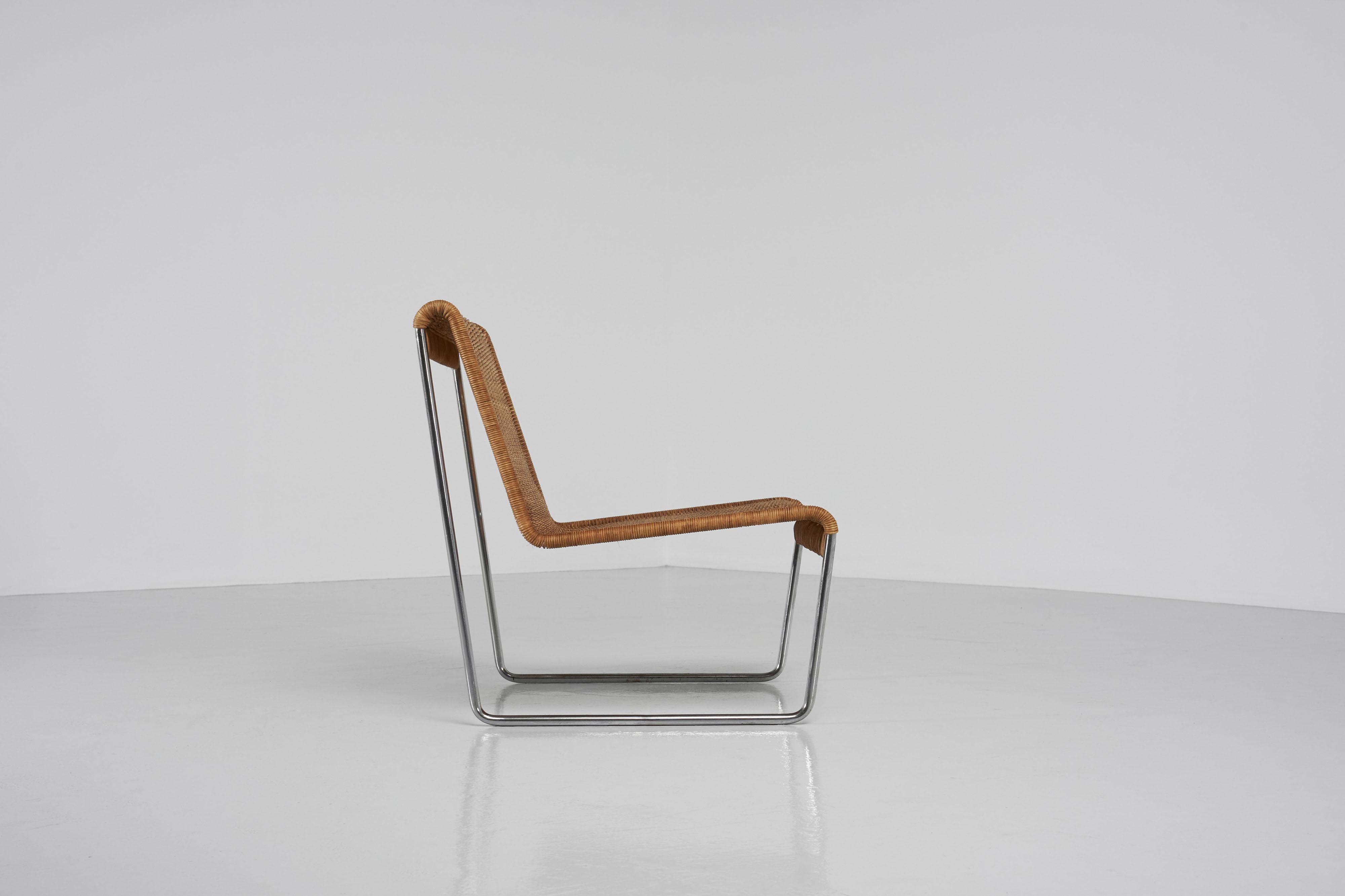 Plated Tubular modernist lounge chair Germany 1960s For Sale