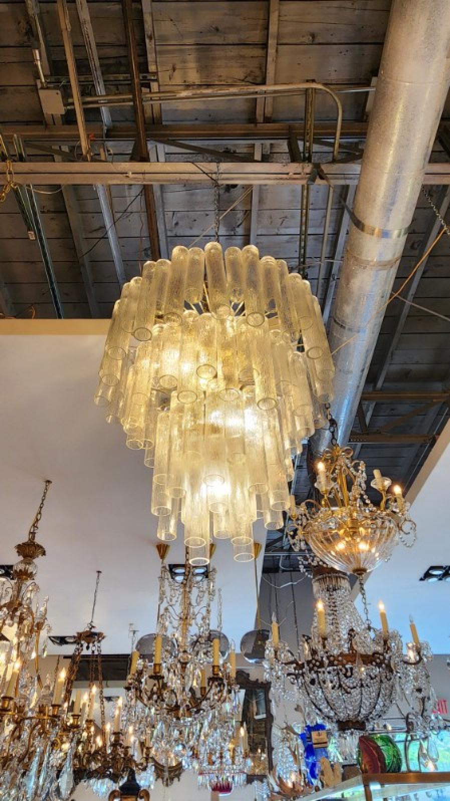 Tubular Murano Style Chandelier 3-Tiered en vente 1