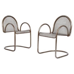Tubular & Perforated Steel Chairs in the Manner of Mathieu Matégot, C. 1960s