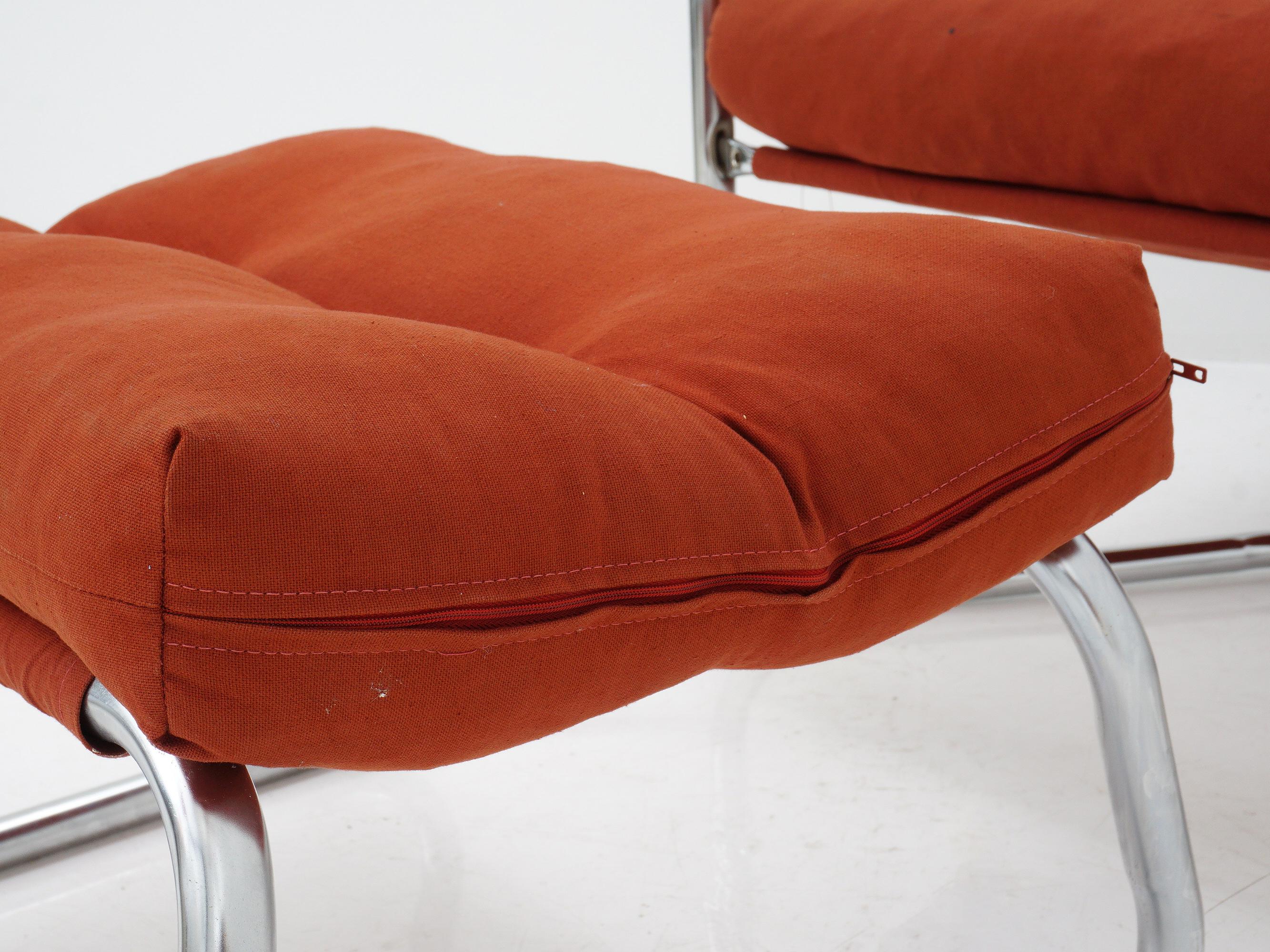 Tubular Sling Chair & Ottoman, 1970s 1