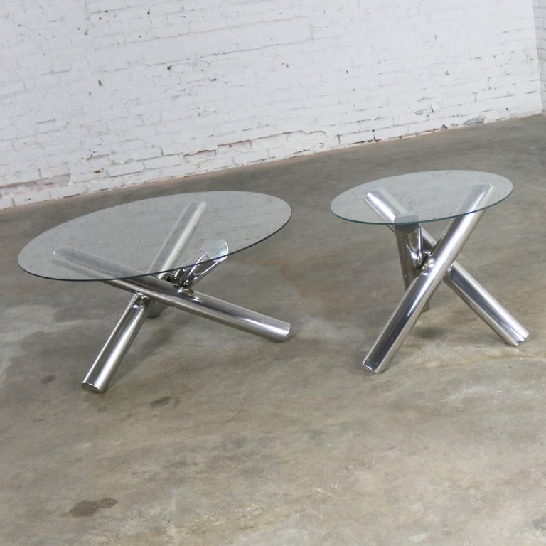 Tubular Stainless Steel Jacks Tripod Coffee Table Modern at 1stDibs