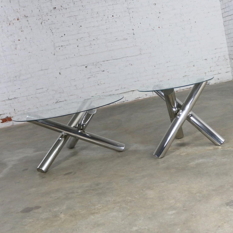 Tubular Stainless Steel Jacks Tripod Coffee Table Modern at 1stDibs