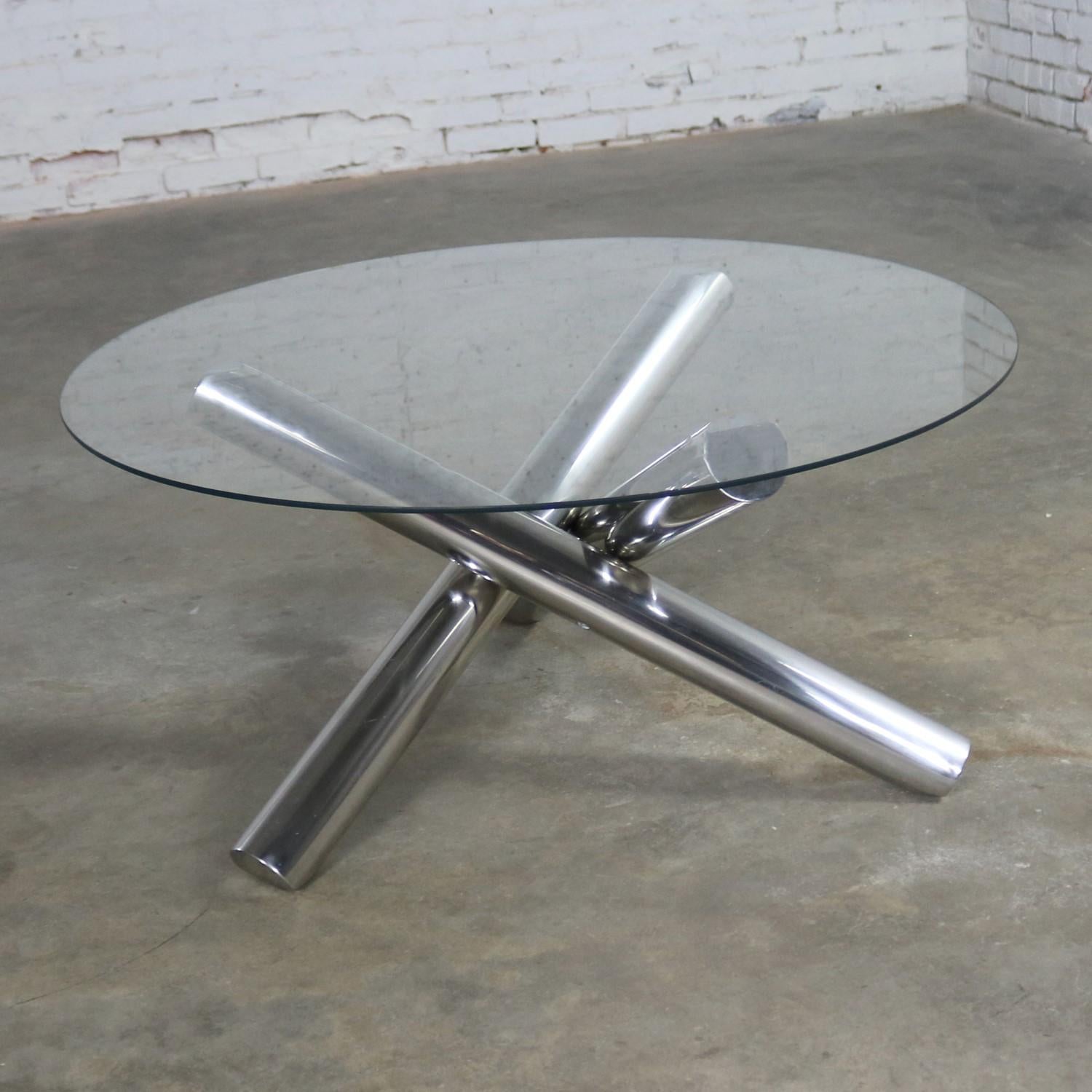 Mid-Century Modern Tubular Stainless Steel Jacks Tripod Coffee Table Modern