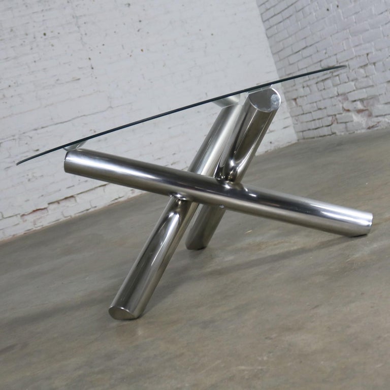 Tubular Stainless Steel Jacks Tripod Coffee Table Modern at 1stDibs