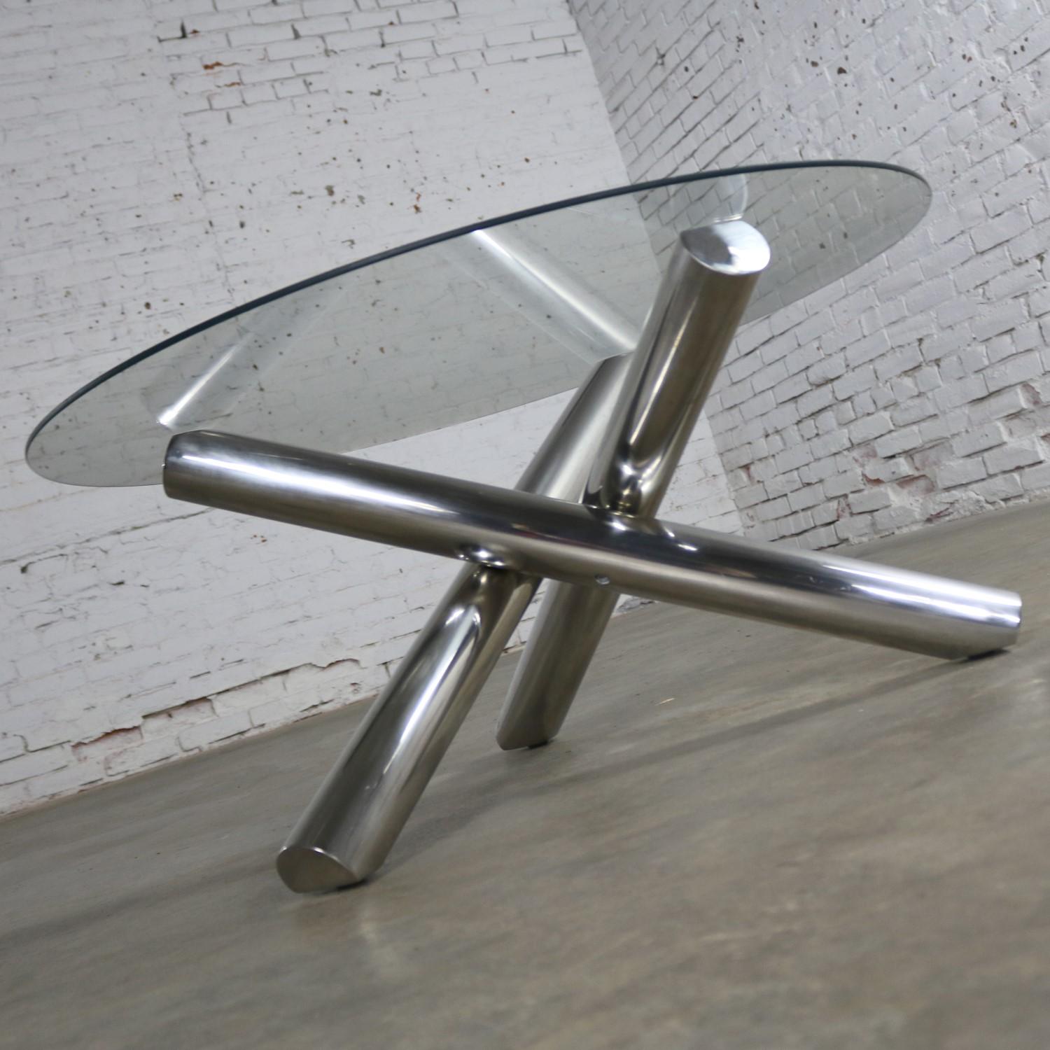 Tubular Stainless Steel Jacks Tripod Coffee Table Modern In Good Condition In Topeka, KS