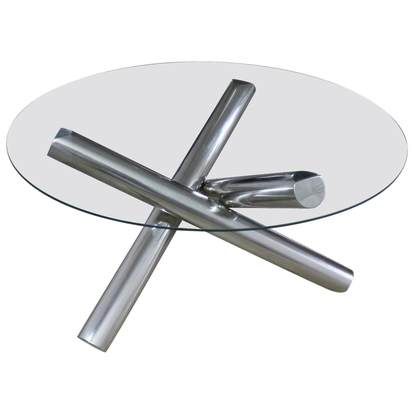 Tubular Stainless Steel Jacks Tripod Coffee Table Modern