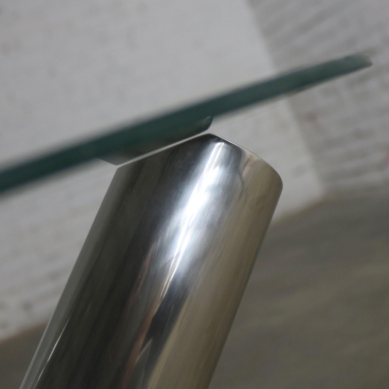 Tubular Stainless-Steel Jacks Tripod End Table Round Glass  7