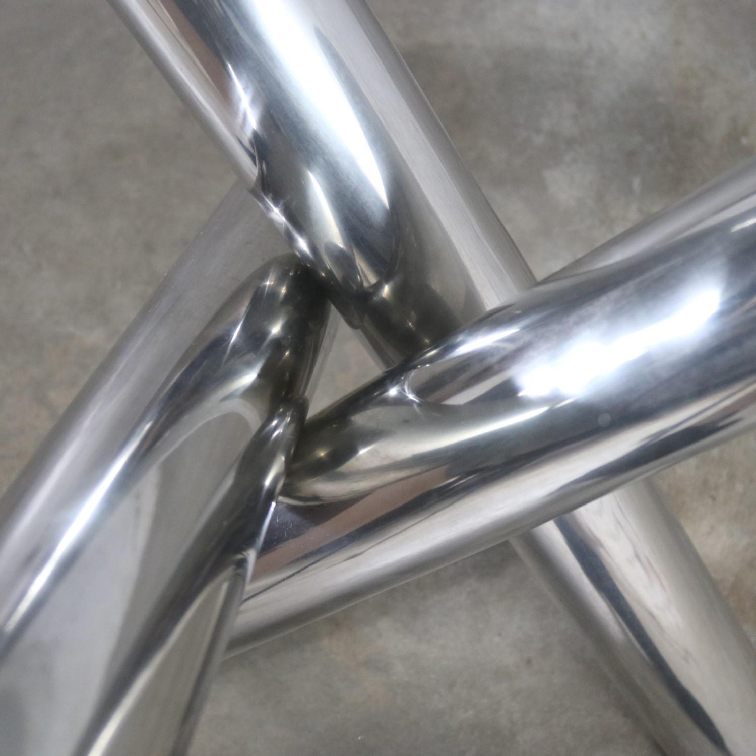 Tubular Stainless-Steel Jacks Tripod End Table Round Glass  9
