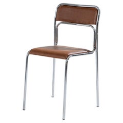 Tubular steel and cognac leatherette chair, 1980s