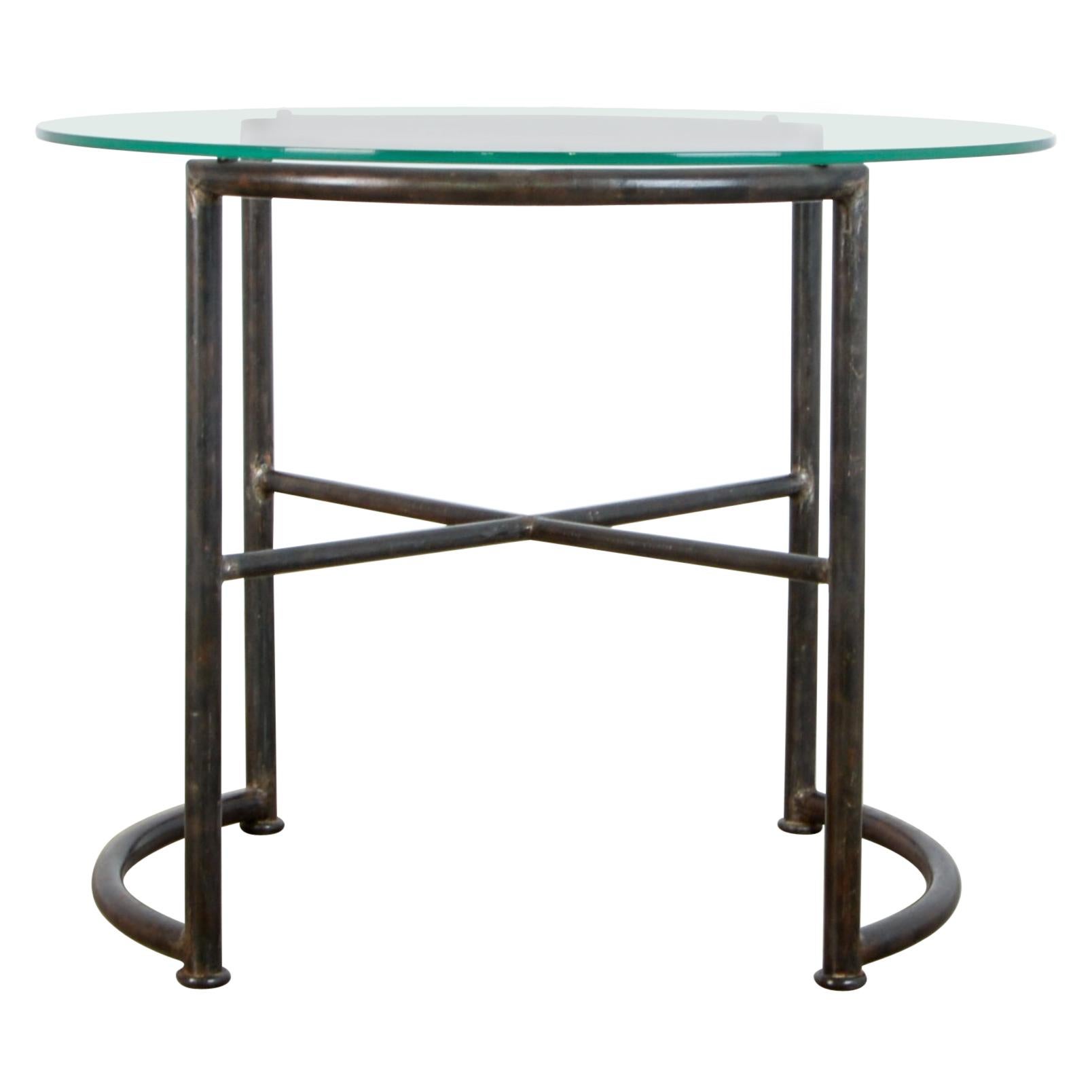 Tubular Steel and Glass Bauhaus Side Table