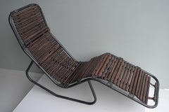 Tubular steel and Hardwood Chaise longue, France 1940's