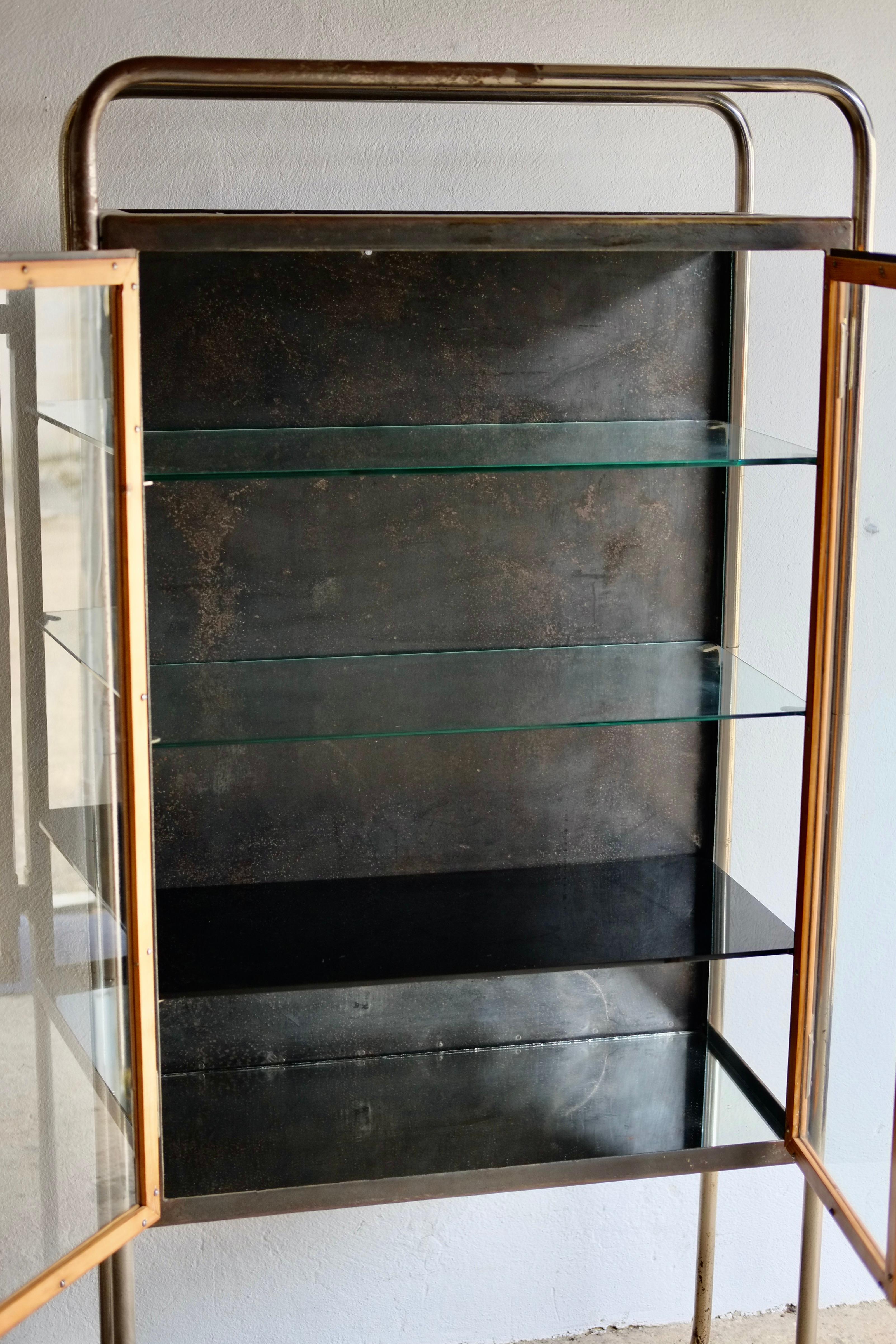 Tubular Steel and Wood Cabinet, 1940s For Sale 4