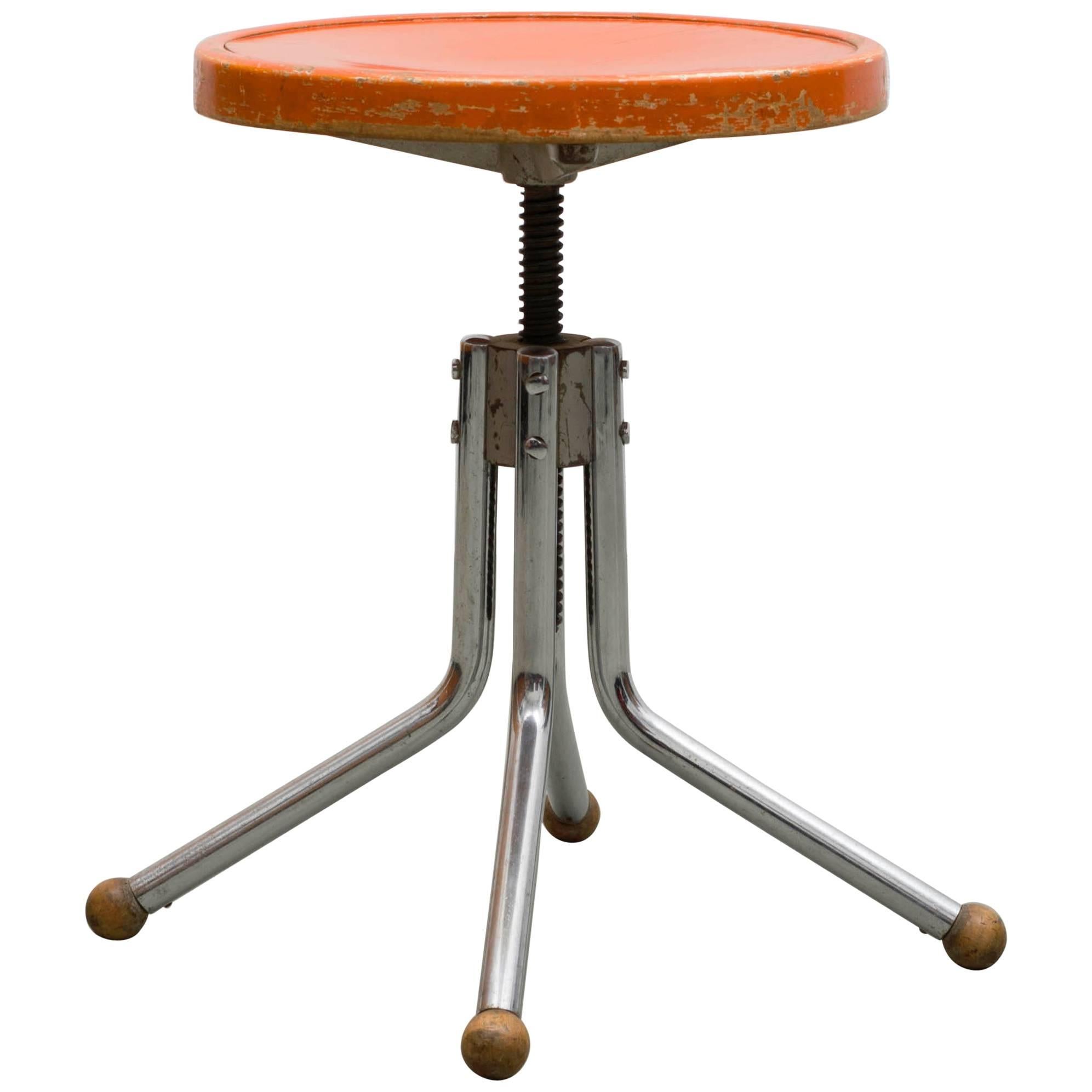 Tubular Steel and Wooden Stool, 1930s