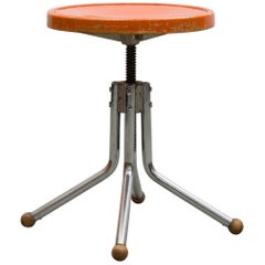 Tubular Steel and Wooden Stool, 1930s