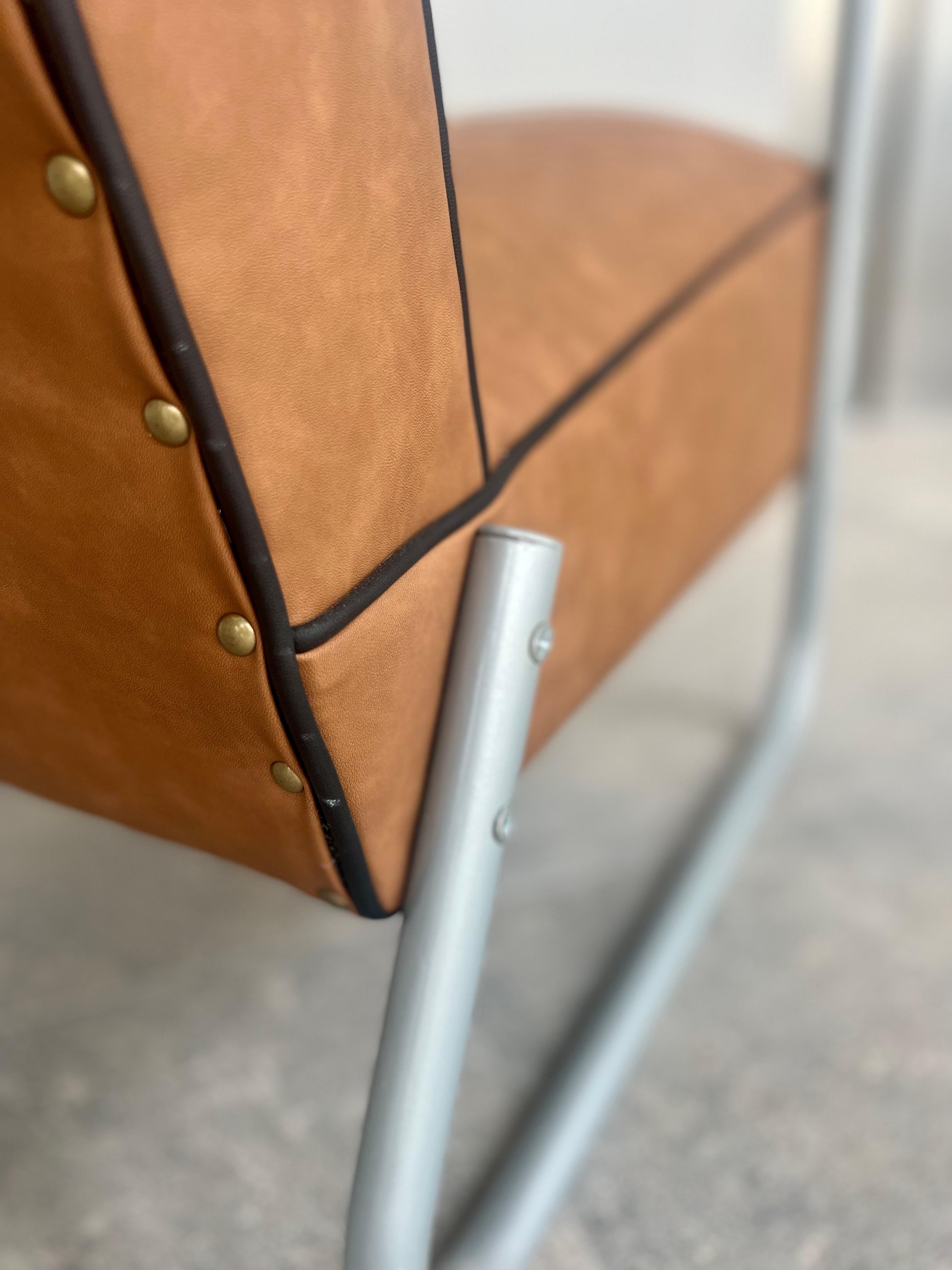Tubular Steel Armchair, Fabric c. 1970 For Sale 5