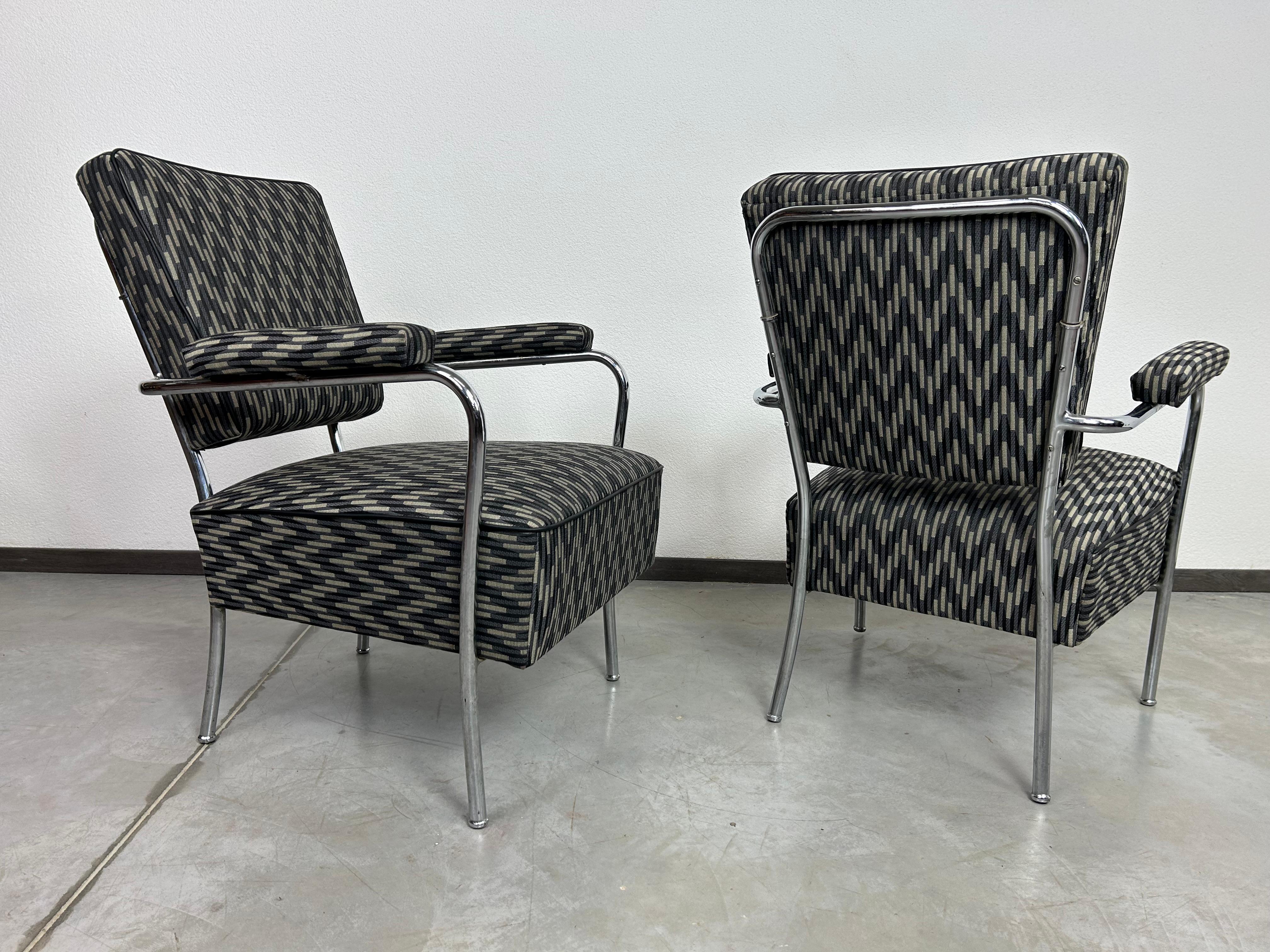 Mid-Century Modern Tubular steel armchairs by Jozsef Peresztegi For Sale