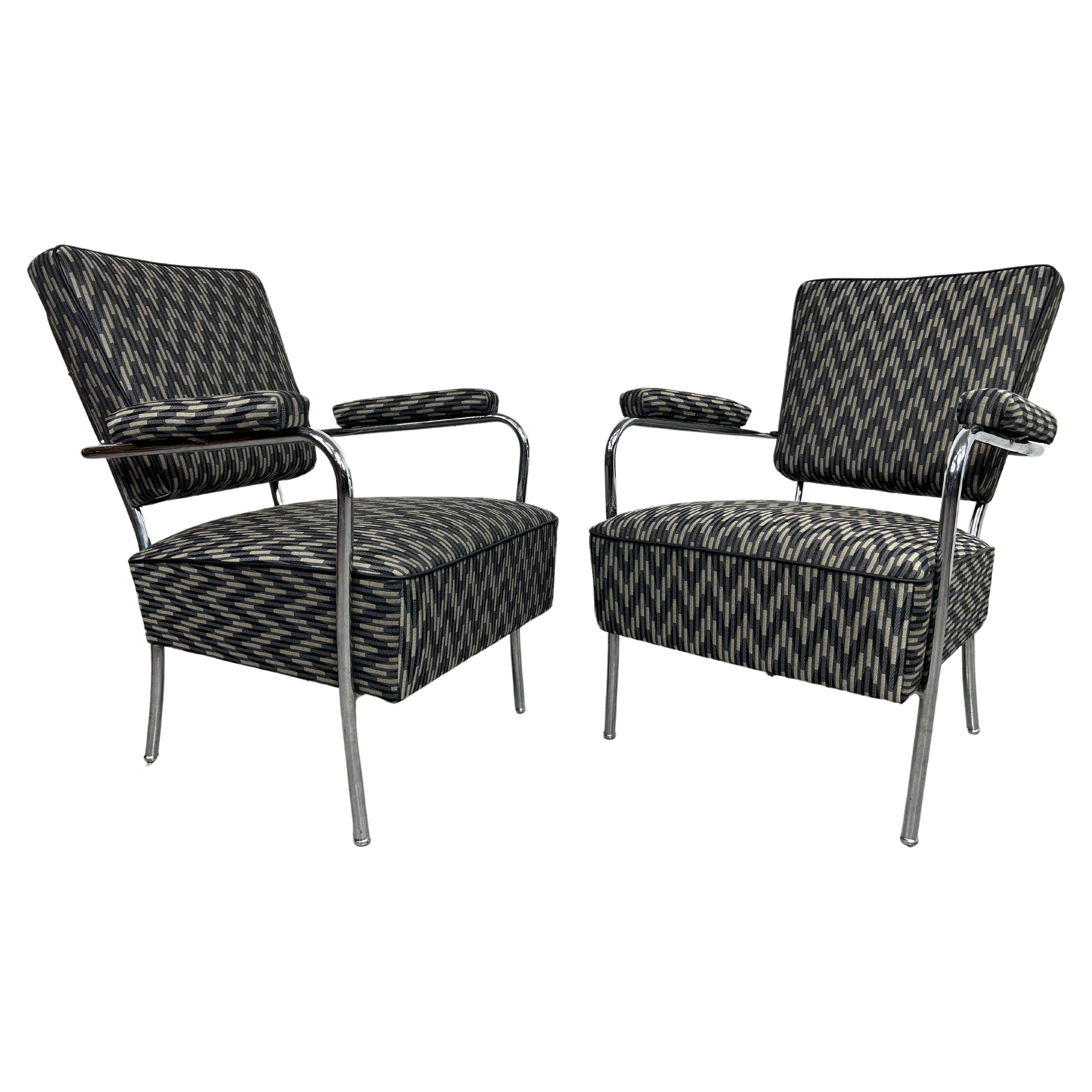 Tubular steel armchairs by Jozsef Peresztegi For Sale