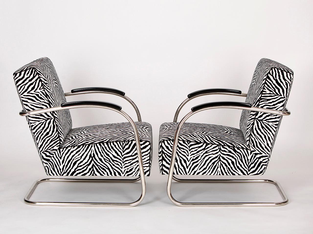 Mid-Century Modern Tubular Steel Armchairs from Mücke-melder, 1930s, Set of Two